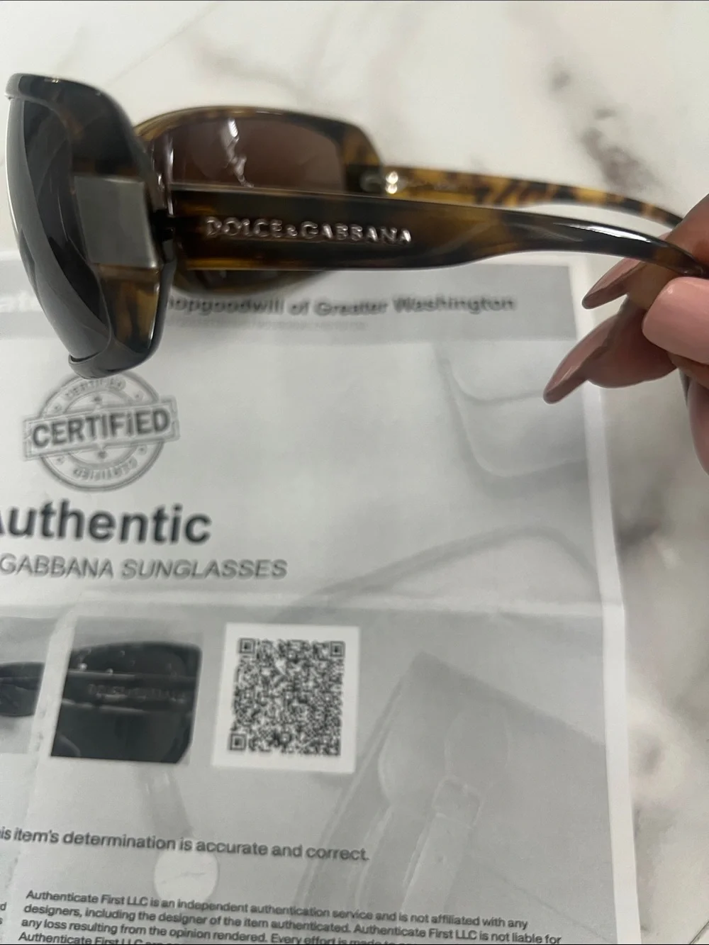 Sunglasses on Certificate